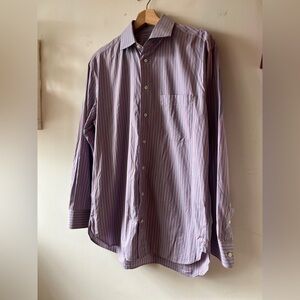 Armani Collezioni Men's Striped Shirt - Pink and Blue Size 38/45